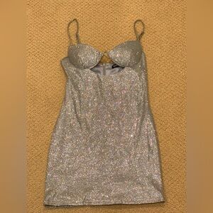 BabyBoo Fashion Lurex Cutout Bodycon Mini Dress